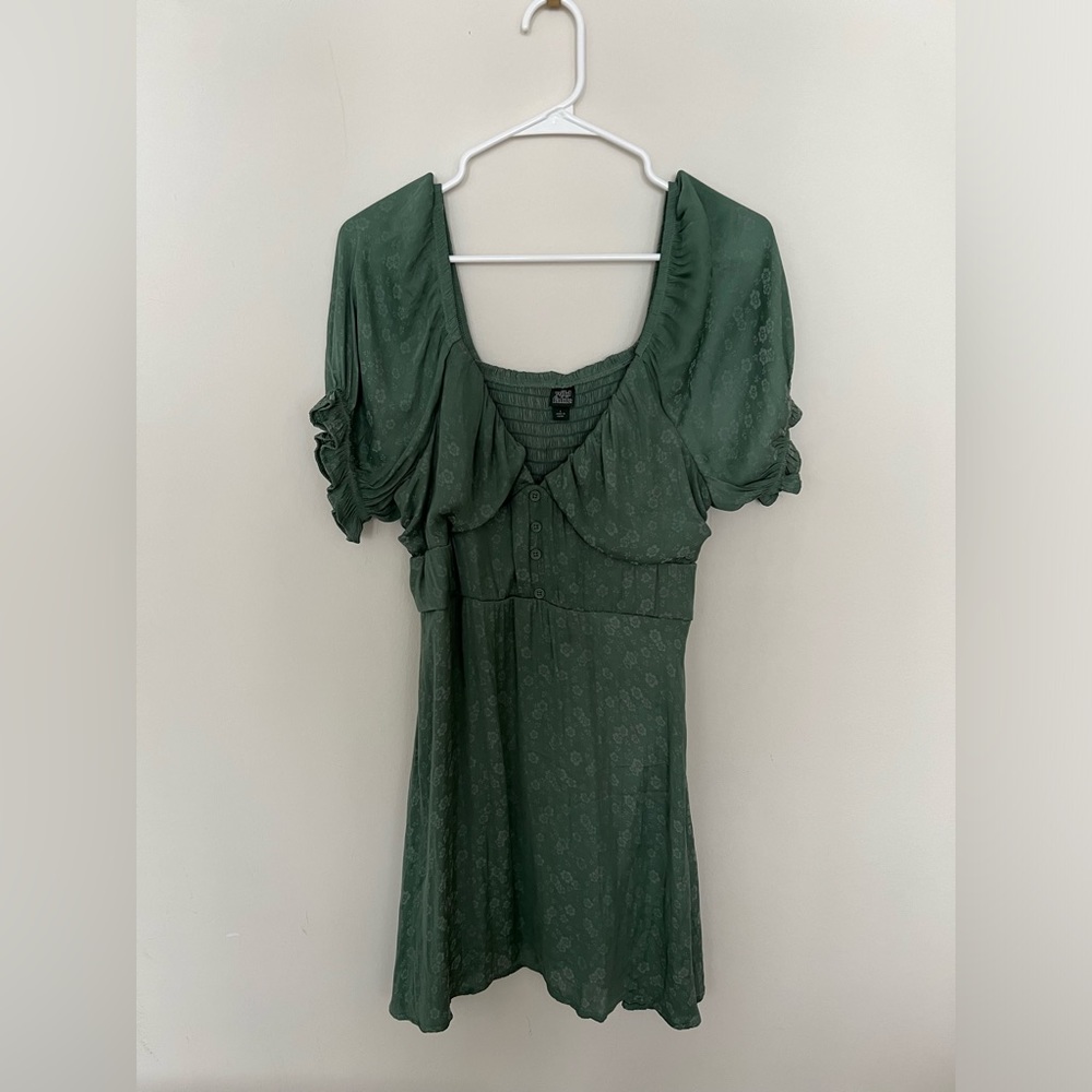 Wild Fable Green Floral Puff Sleeve Mini Dress